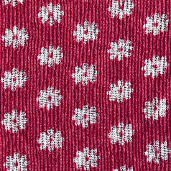 Next Era I 90s I Novelty Daisy Print Thin Rib Thermal-Like Top - Picture 10 of 13